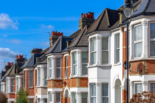 A Row of Georgian Terrace Houses with a Blue Sky 