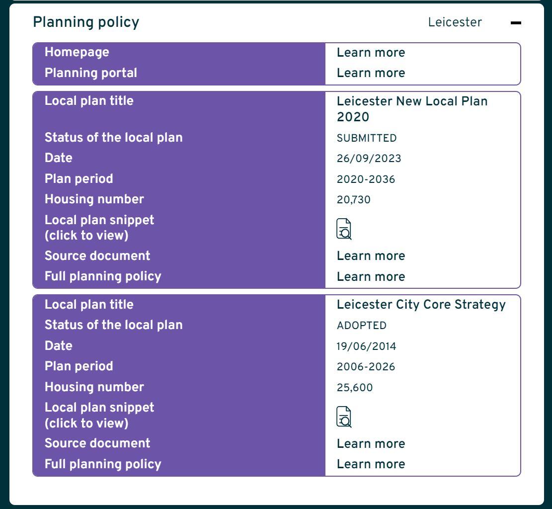 Planning Policy Info Panel
