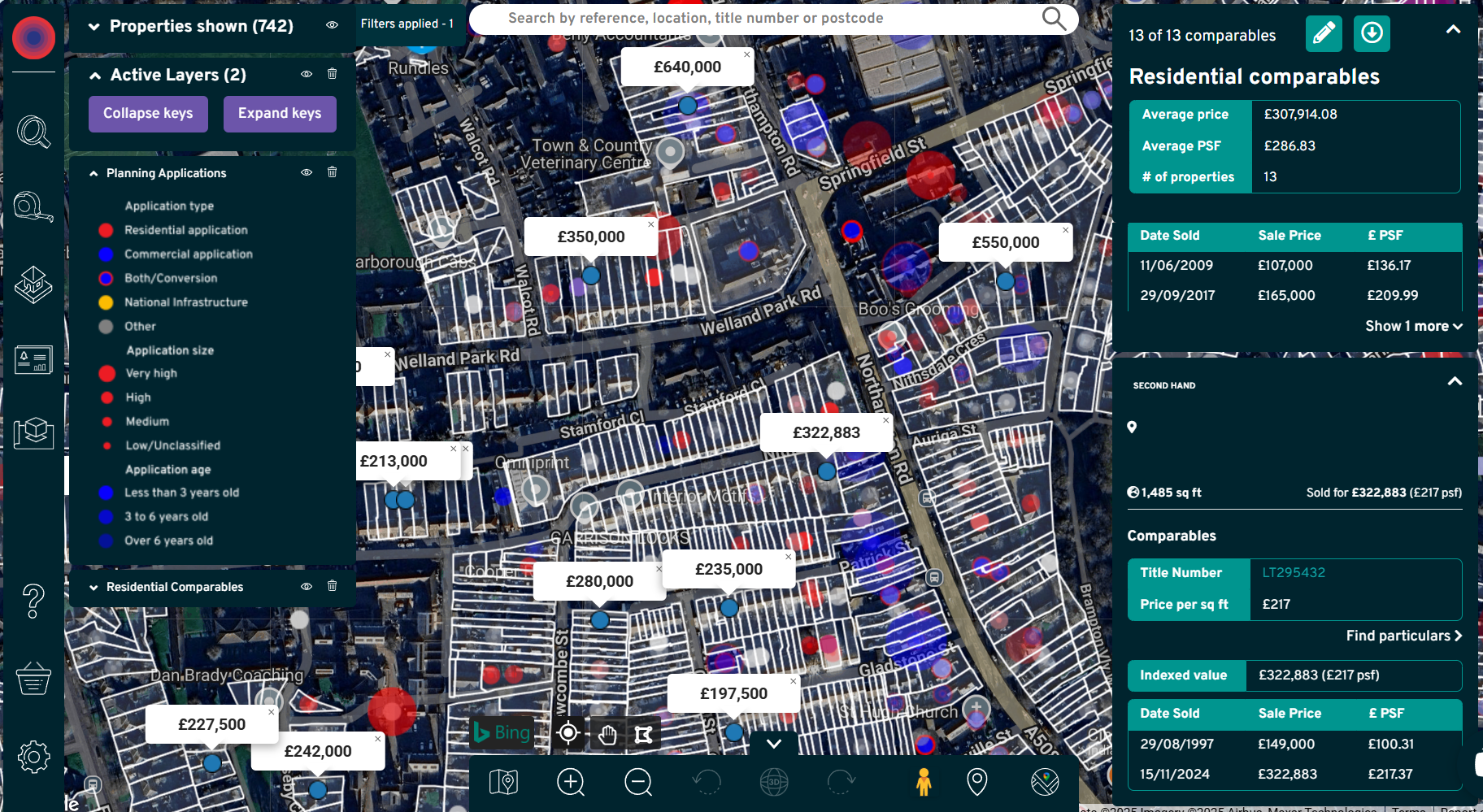 Resi comps owership date and tenure - layered with planning apps