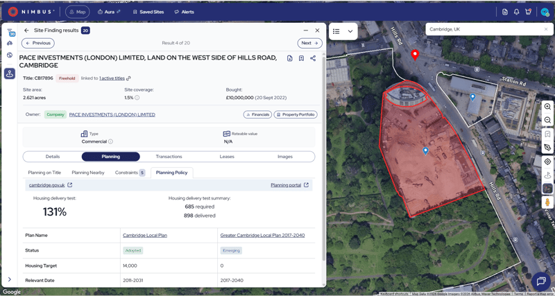 Nimbus Site Finding Tool