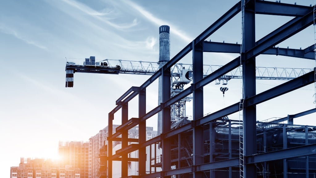 Scaffolding Building with Crane 