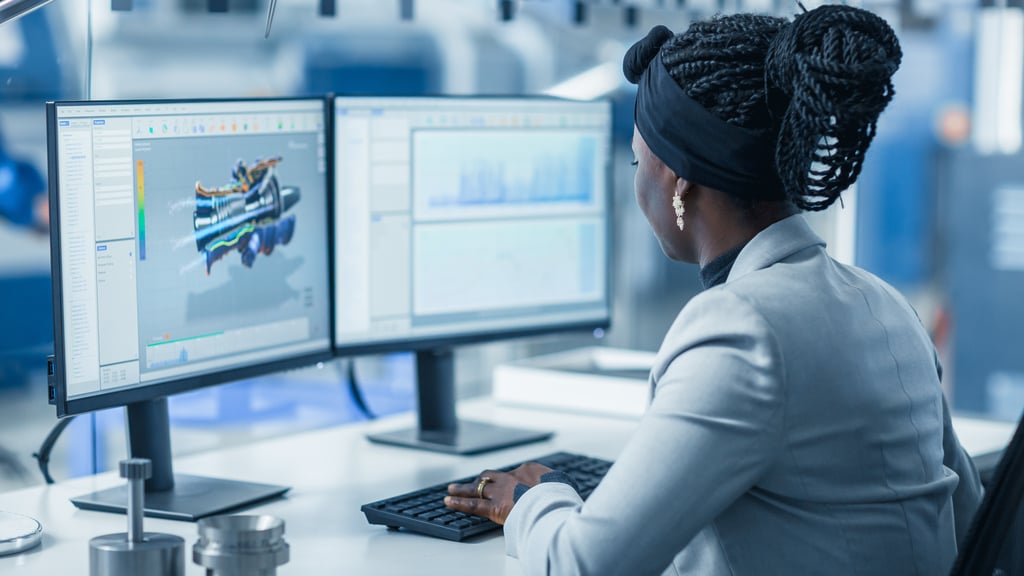 Female Engineer Working on a Computer