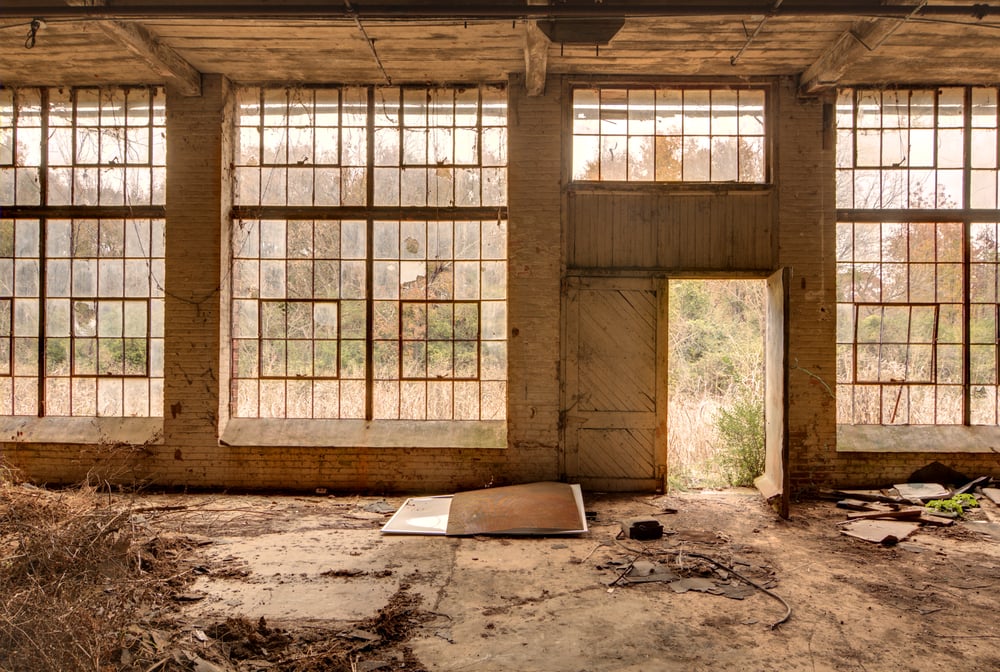 old gritty abandoned factory interior