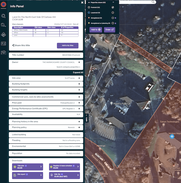Nimbus feature page - Info panel
