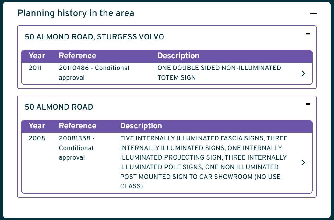 Nimbus planning history info panel