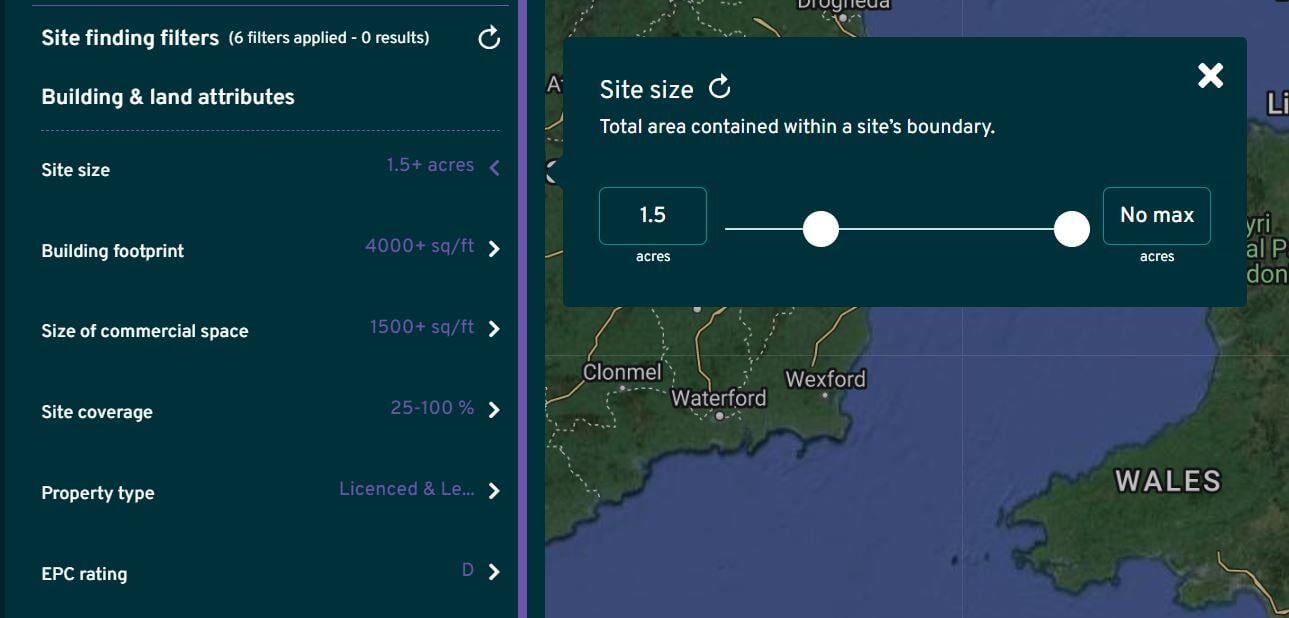 Site finding size